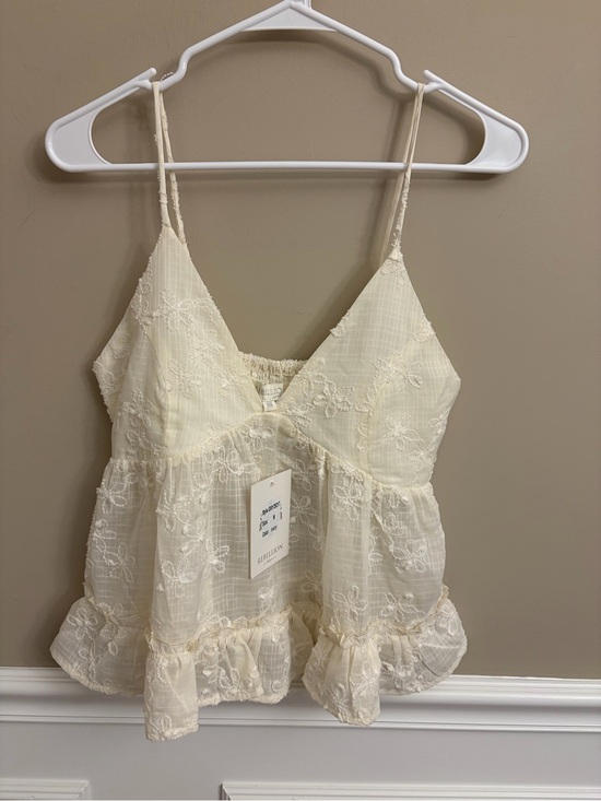 Rebellion Again Tops - Rebellion Again Cream Embroidered Smocked Floral Cami NWT Coquette Romantic